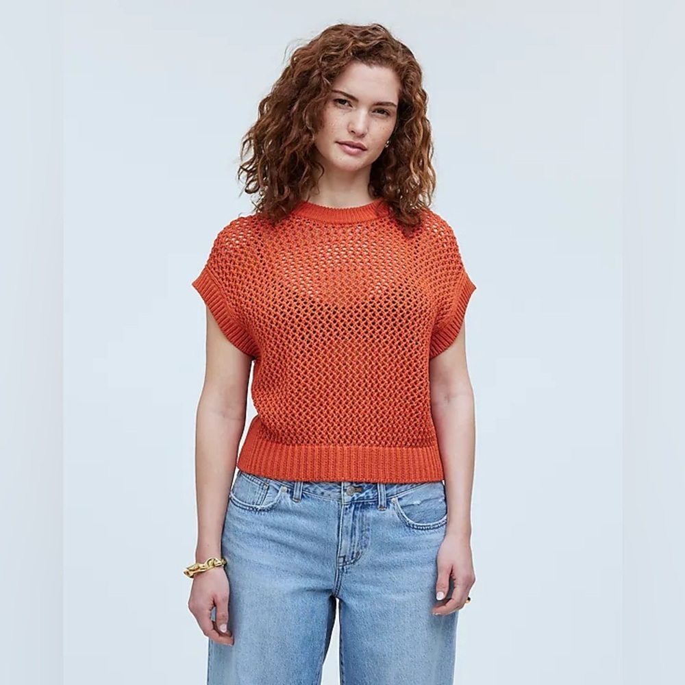 NWT Madewell Open-Stitch Sweater Tee in Dark Copper